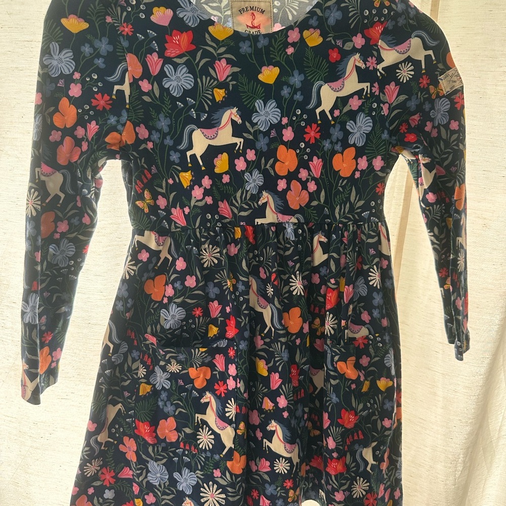 Joules Red and Orange Casual Long Sleeve Sundress